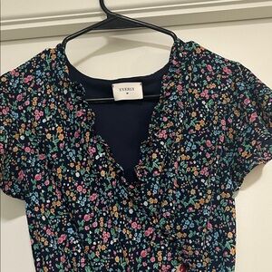 Everly Navy Floral Rinowrwith Pink, Teal & Yellow Blooms